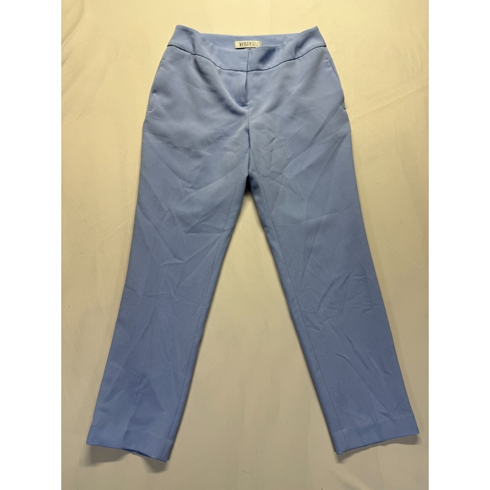 Kasper Ava Stretch Crepe Dress Pants Womens 4 Petite Pastel Blue Mid Rise Formal